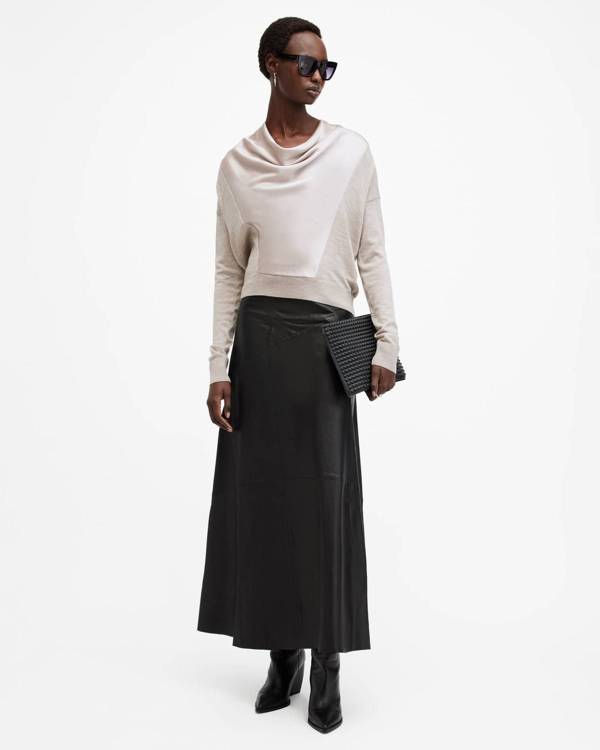 Myra Cowl Neck Merino Wool Jumper Fawn Brown