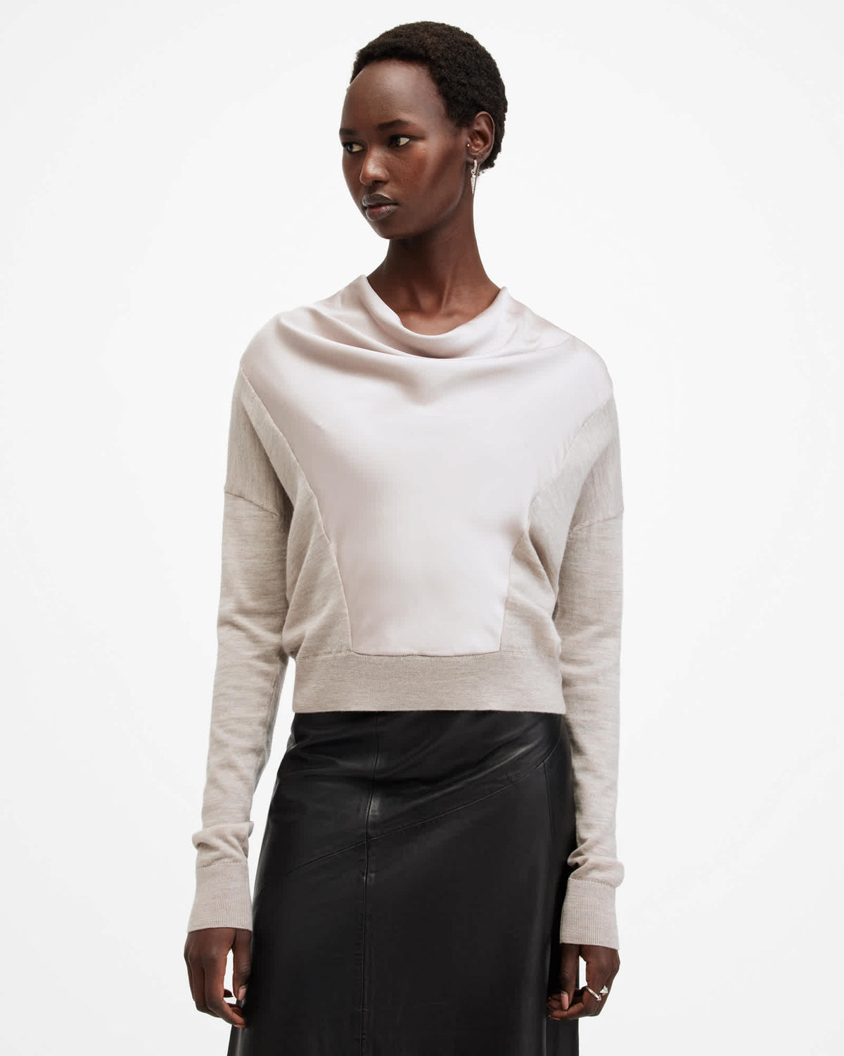 Myra Cowl Neck Merino Wool Jumper Fawn Brown