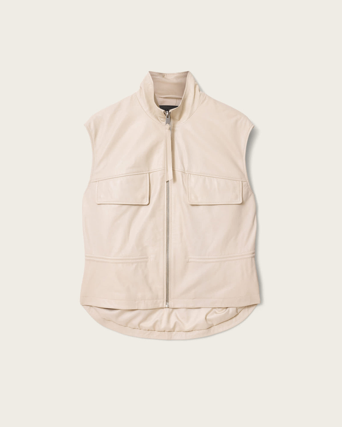 Flor Relaxed Fit Leather Gilet ANTIQUE WHITE