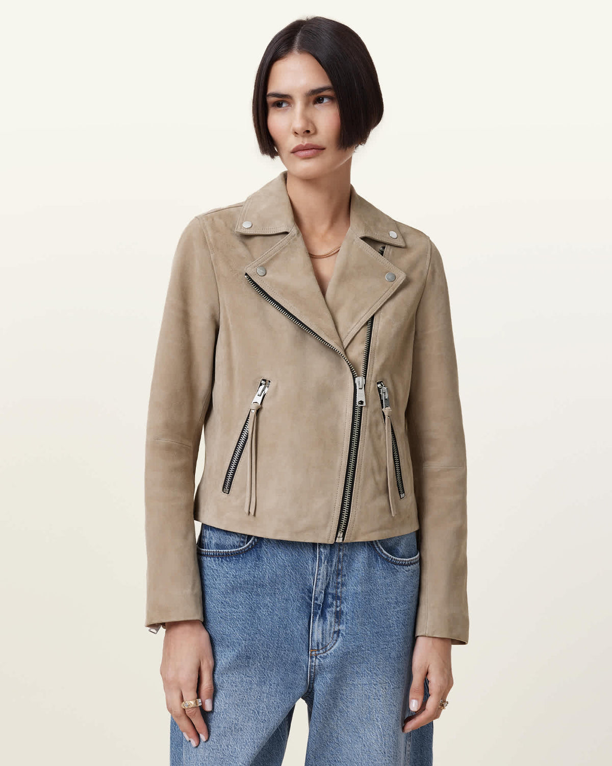 Dalby Suede Biker Jacket GREIGE BROWN