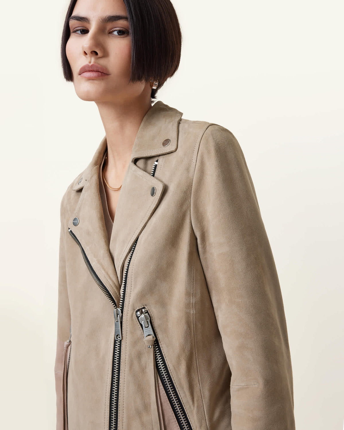 Dalby Suede Biker Jacket GREIGE BROWN
