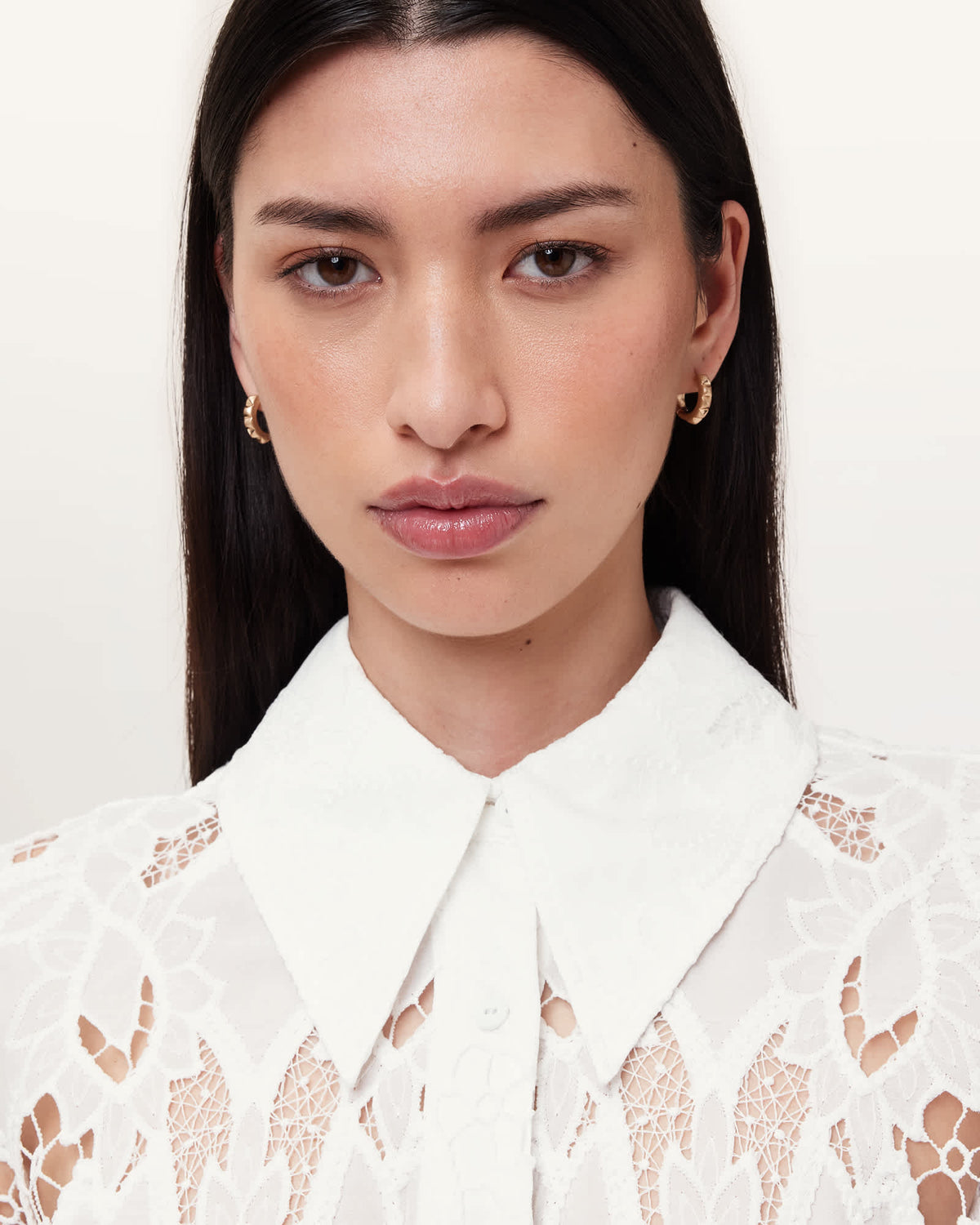 Charli Relaxed Fit Embroidered Shirt SNOW WHITE
