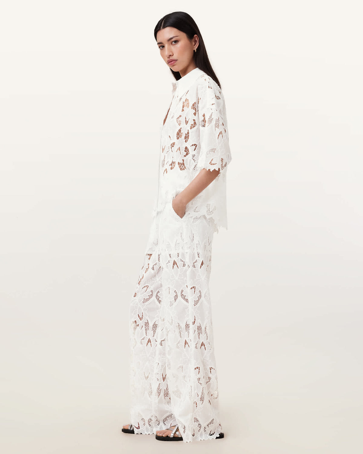 Charli Relaxed Fit Embroidered Shirt SNOW WHITE