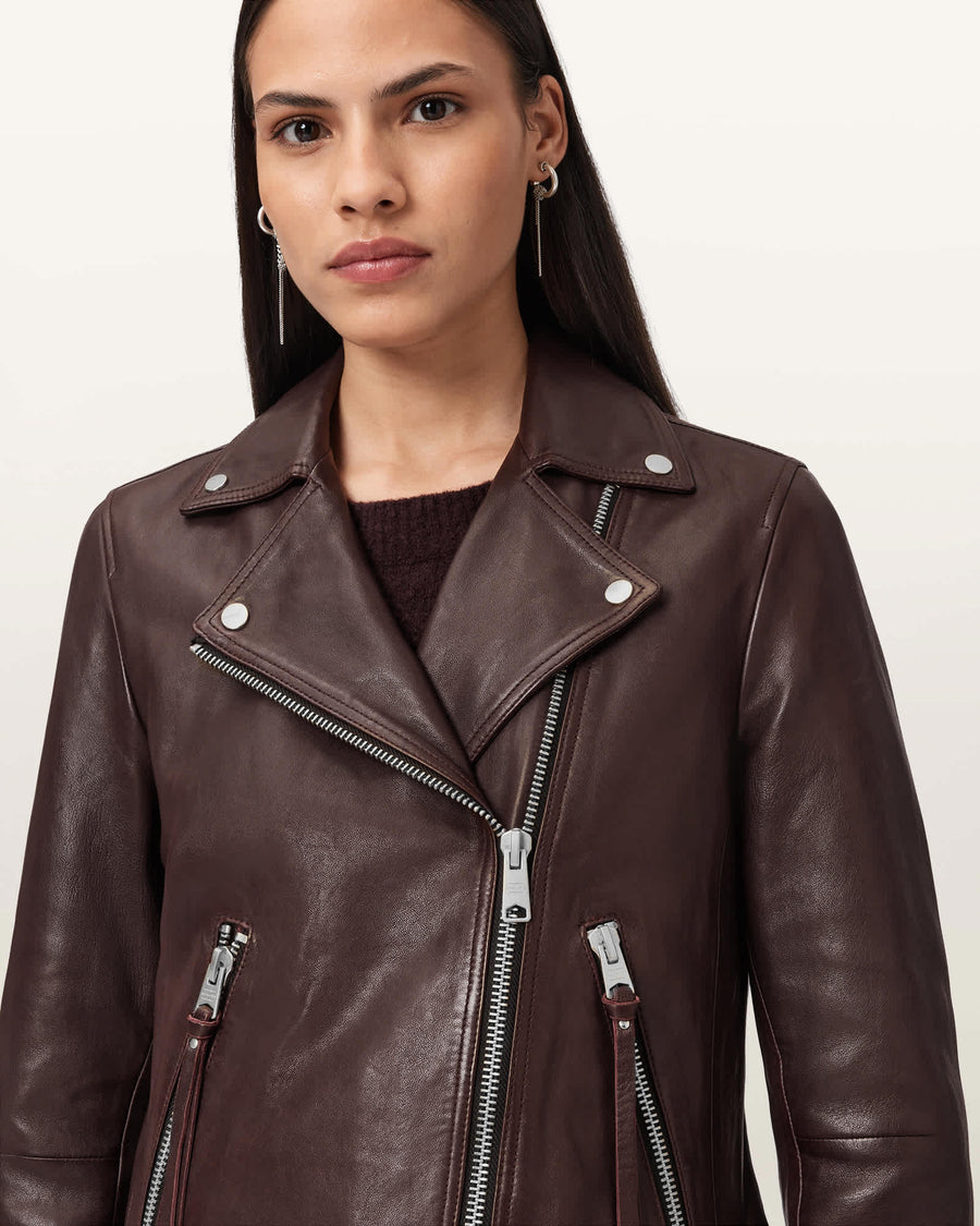 Dalby Slim Fit Leather Biker Jacket OXBLOOD RED