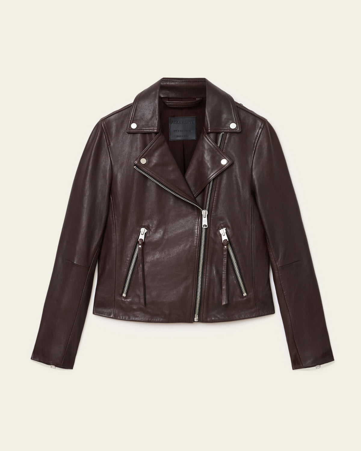 Dalby Slim Fit Leather Biker Jacket OXBLOOD RED