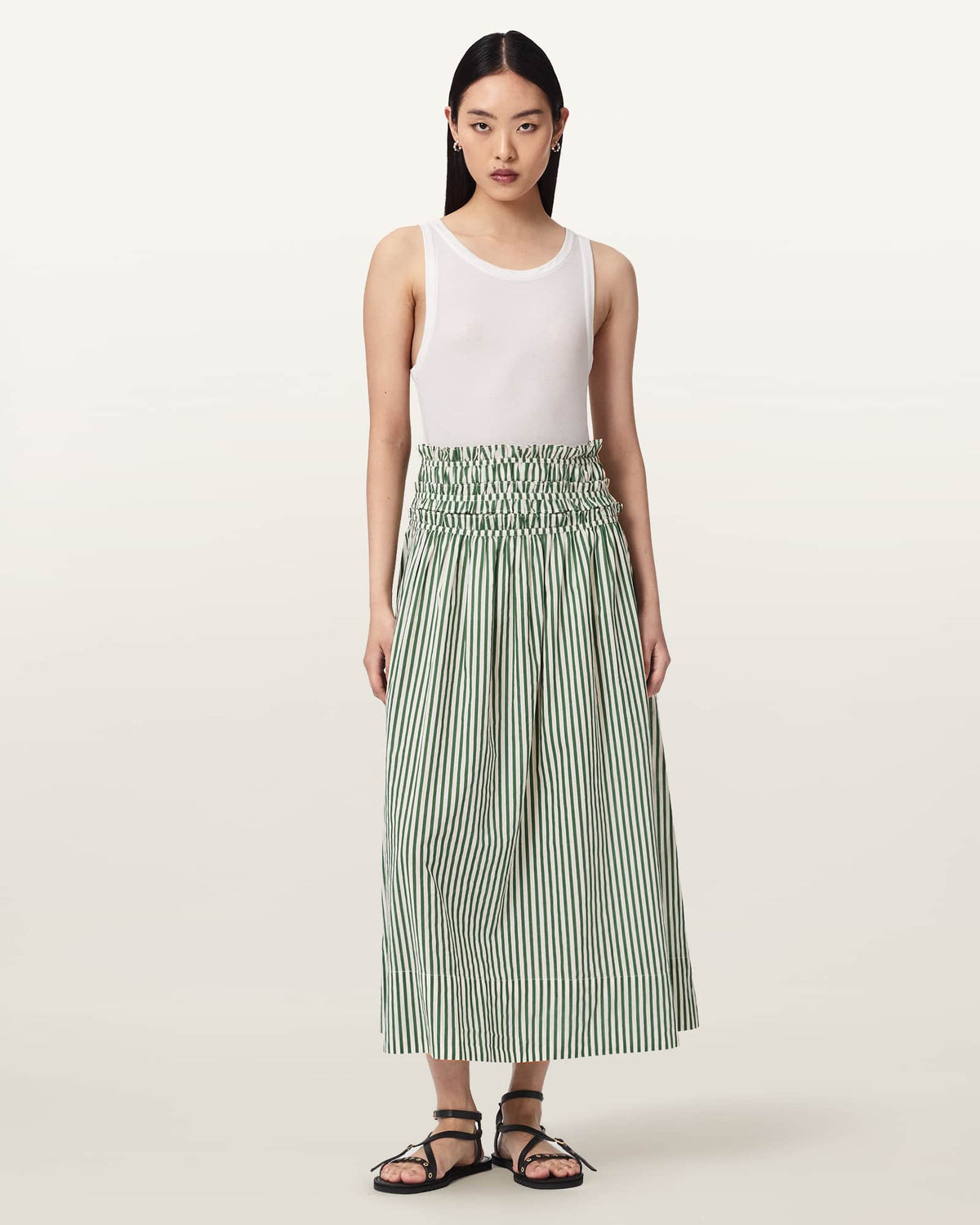 Kali Striped Maxi Skirt APPLE GREEN/WHITE