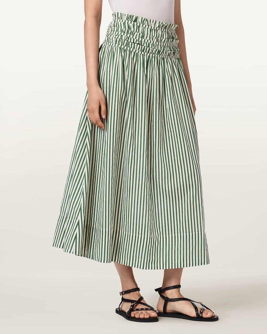 Kali Striped Maxi Skirt APPLE GREEN/WHITE