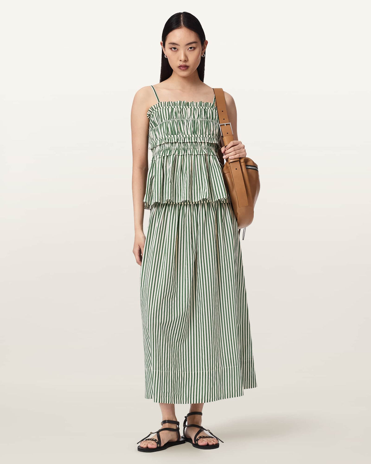 Kali Striped Maxi Skirt APPLE GREEN/WHITE
