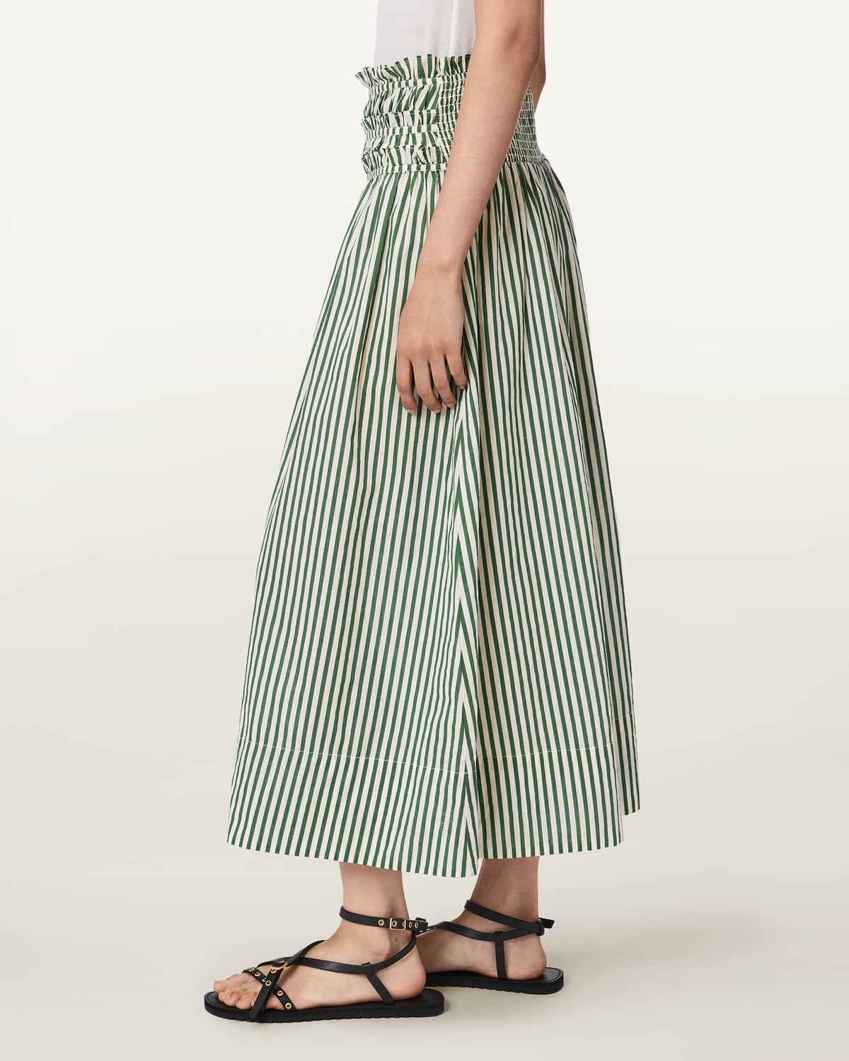 Kali Striped Maxi Skirt APPLE GREEN/WHITE