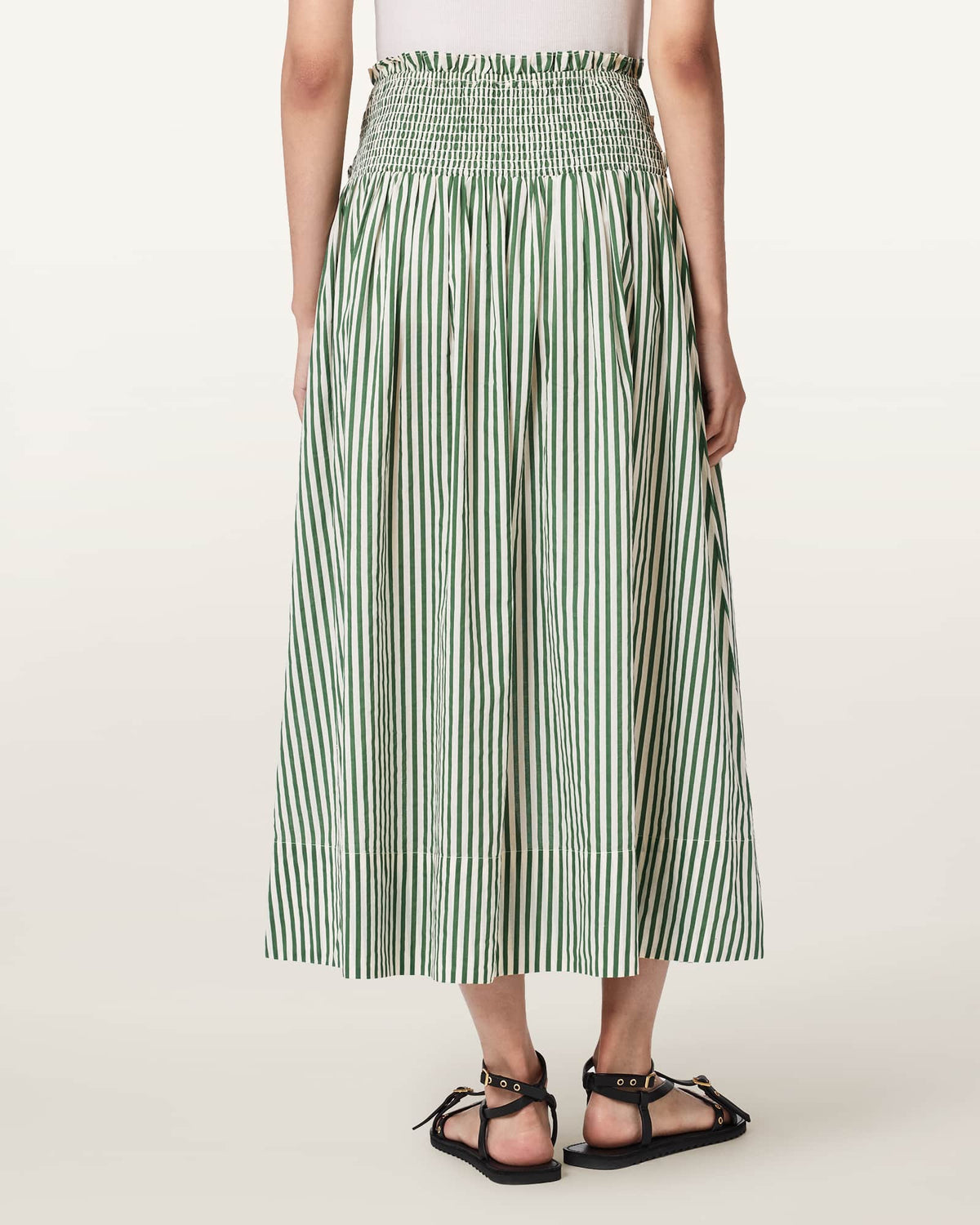 Kali Striped Maxi Skirt APPLE GREEN/WHITE