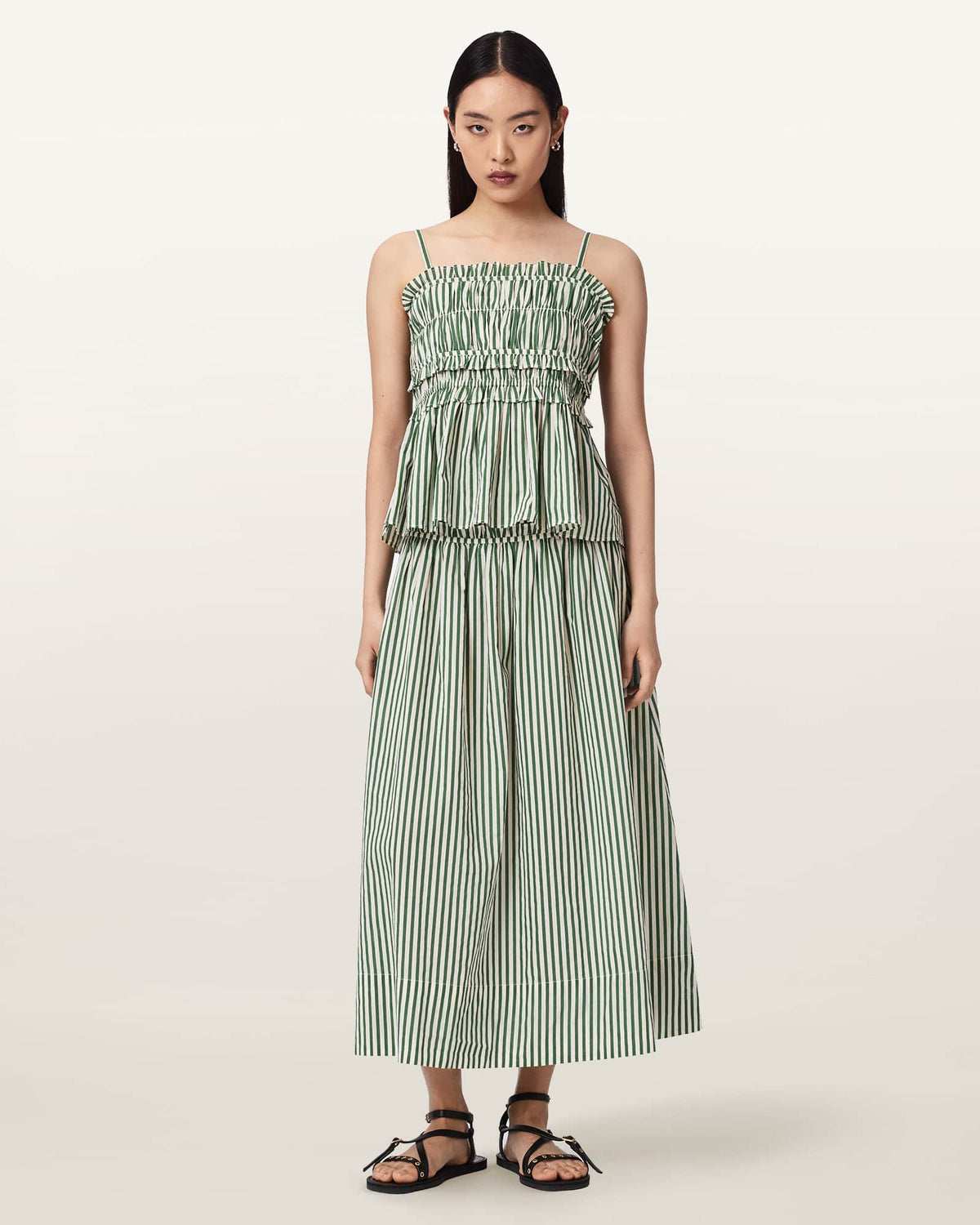 Kali Striped Maxi Skirt APPLE GREEN/WHITE