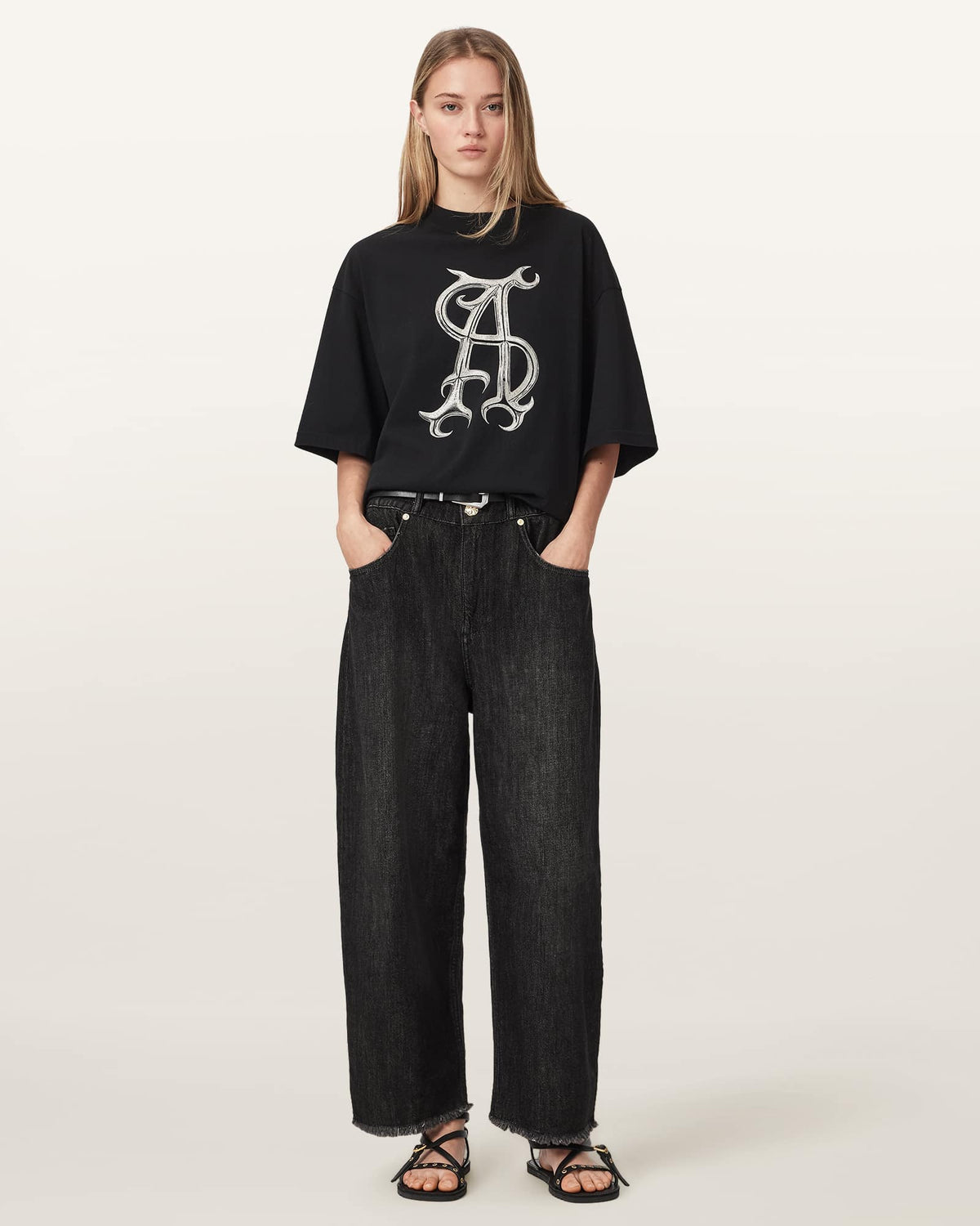 JEANS W100ED Washed Black