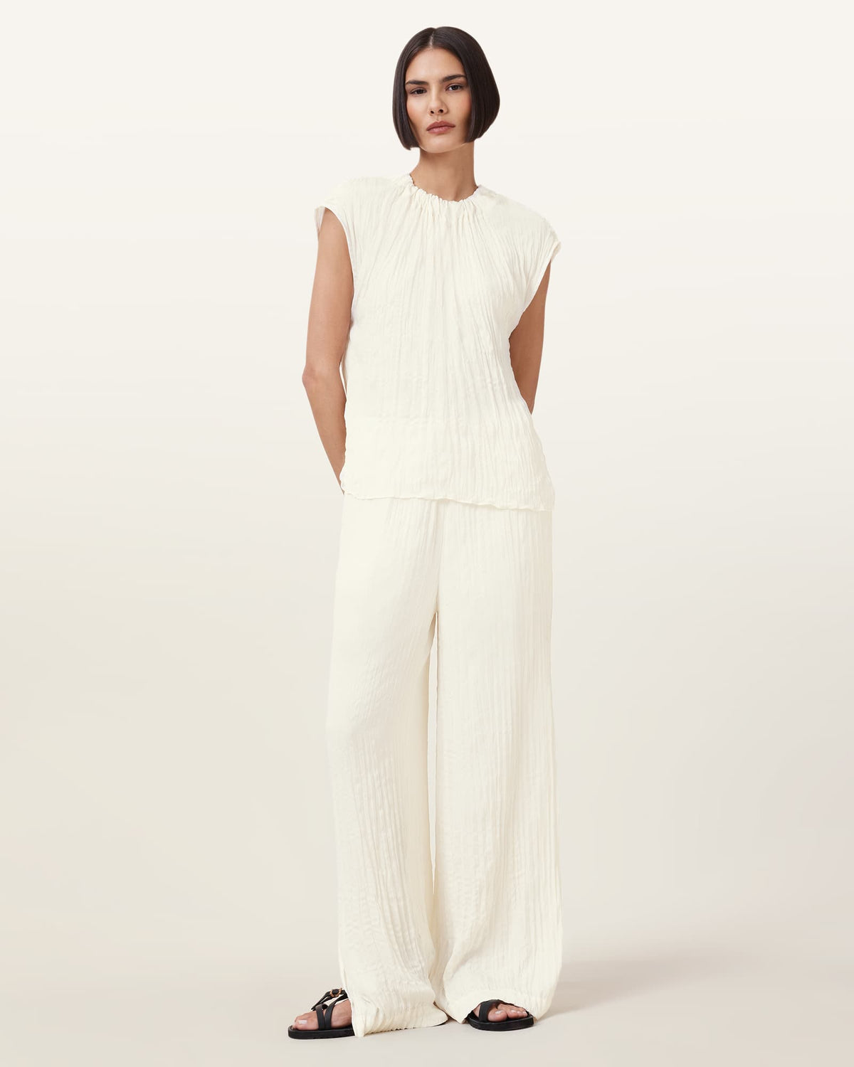 Trisha Crinkle Top GARDENIA CREAM