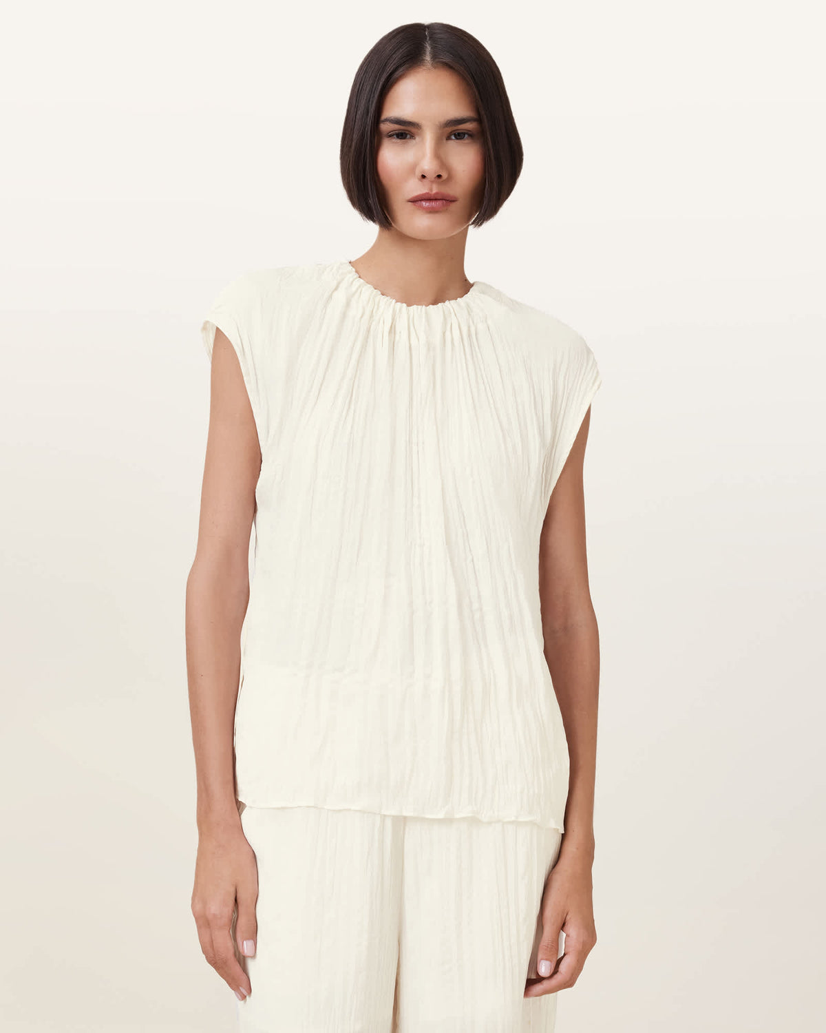 Trisha Crinkle Top GARDENIA CREAM