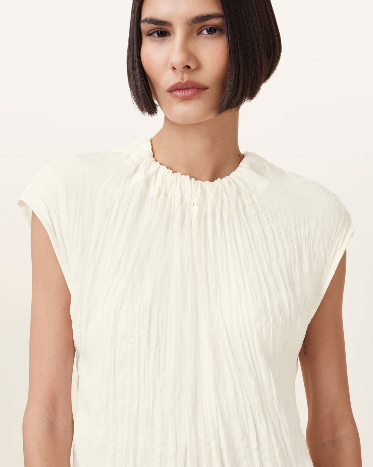 Trisha Crinkle Top GARDENIA CREAM