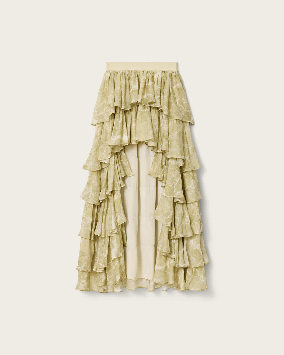 Cavarly Tiered Maxi Skirt JOANNE GOLD GREEN