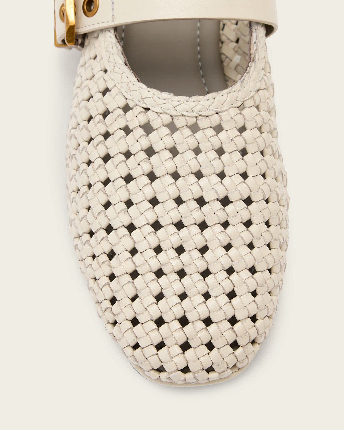 Sabine Woven Leather Flats Parchment White