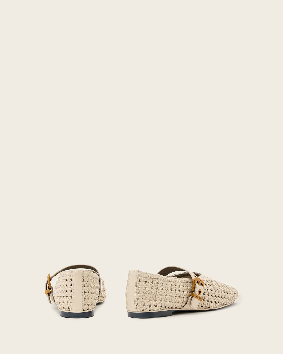 Sabine Woven Leather Flats Parchment White