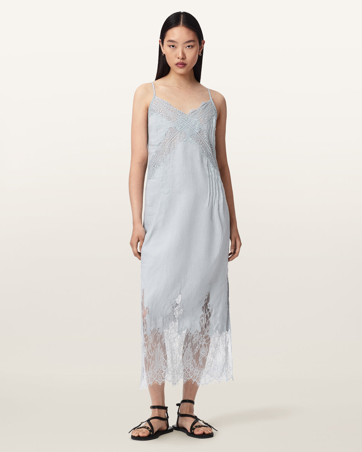Samia Linen Lace Midi Dress