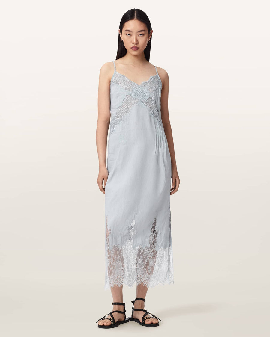 Samia Linen Lace Midi Dress HIGH RISE BLUE