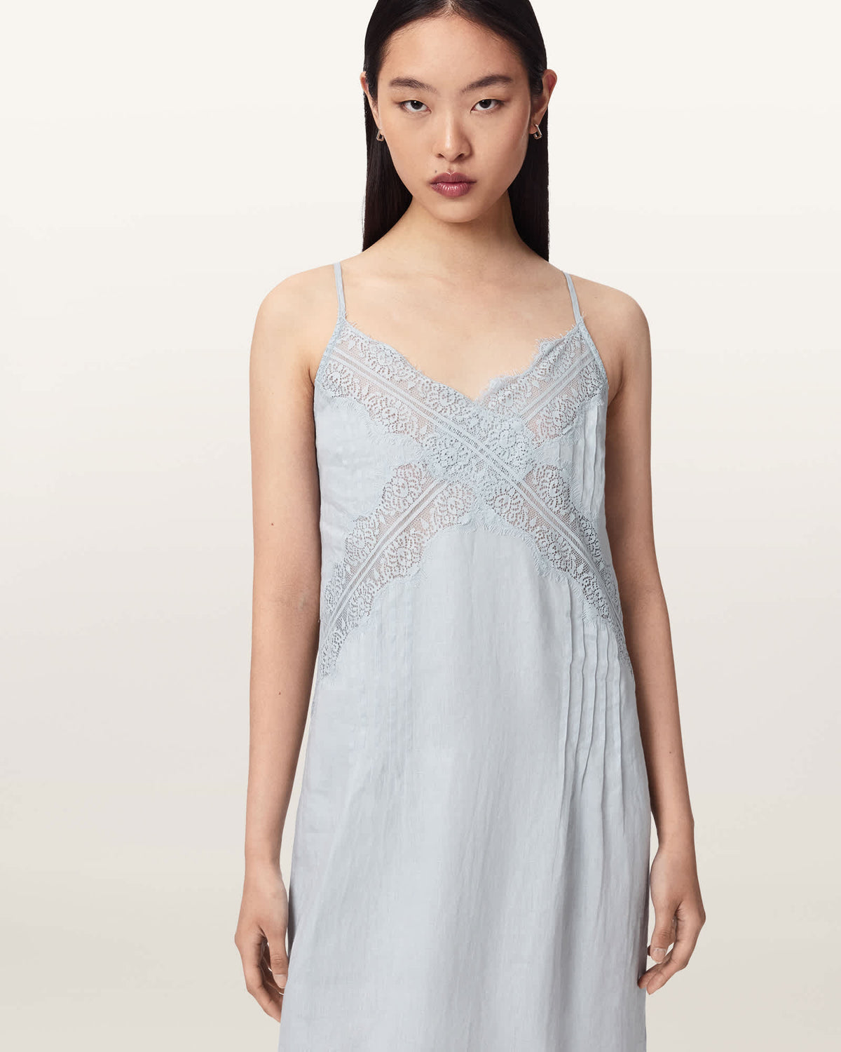 Samia Linen Lace Midi Dress HIGH RISE BLUE