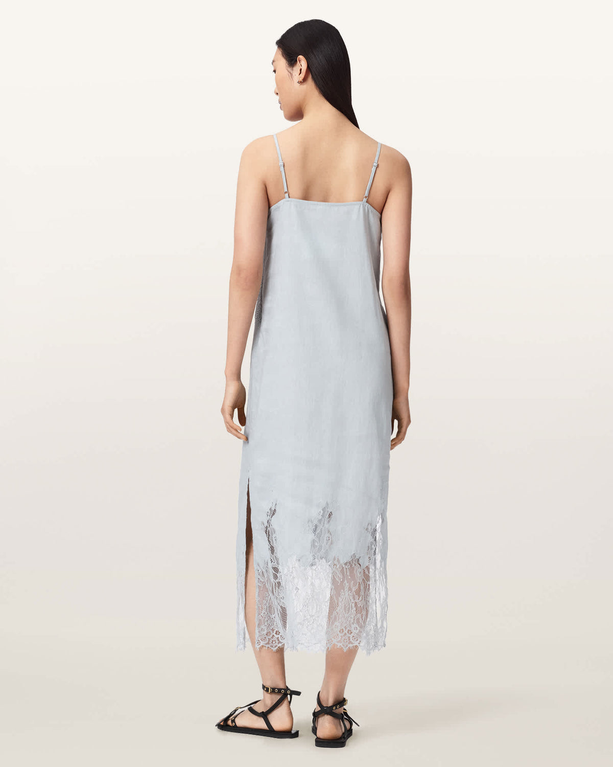 Samia Linen Lace Midi Dress HIGH RISE BLUE