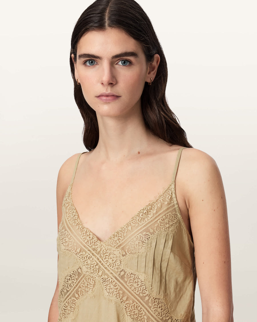 Samia Linen Lace Midi Dress PINTO BROWN