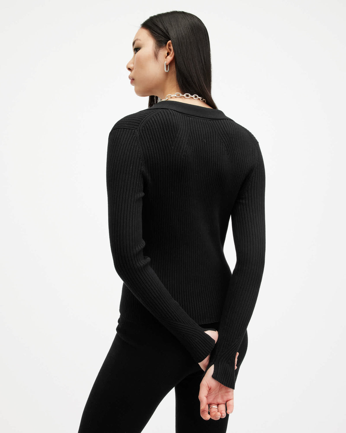 Cruz Ribbed Knitted Cardigan Black