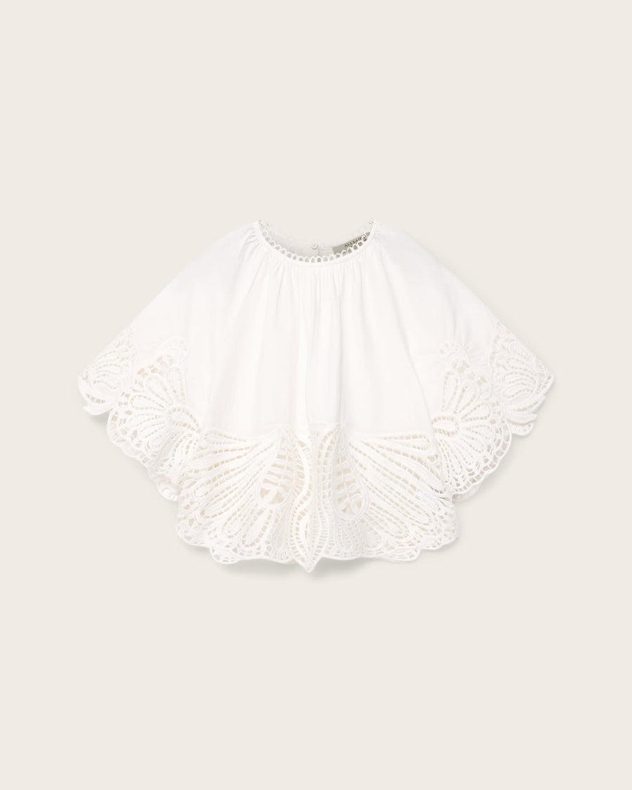 Femi Relaxed Fit Broderie Top Chalk White