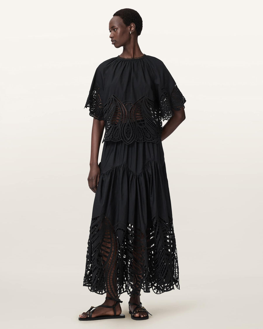 Femi Relaxed Fit Broderie Top Black