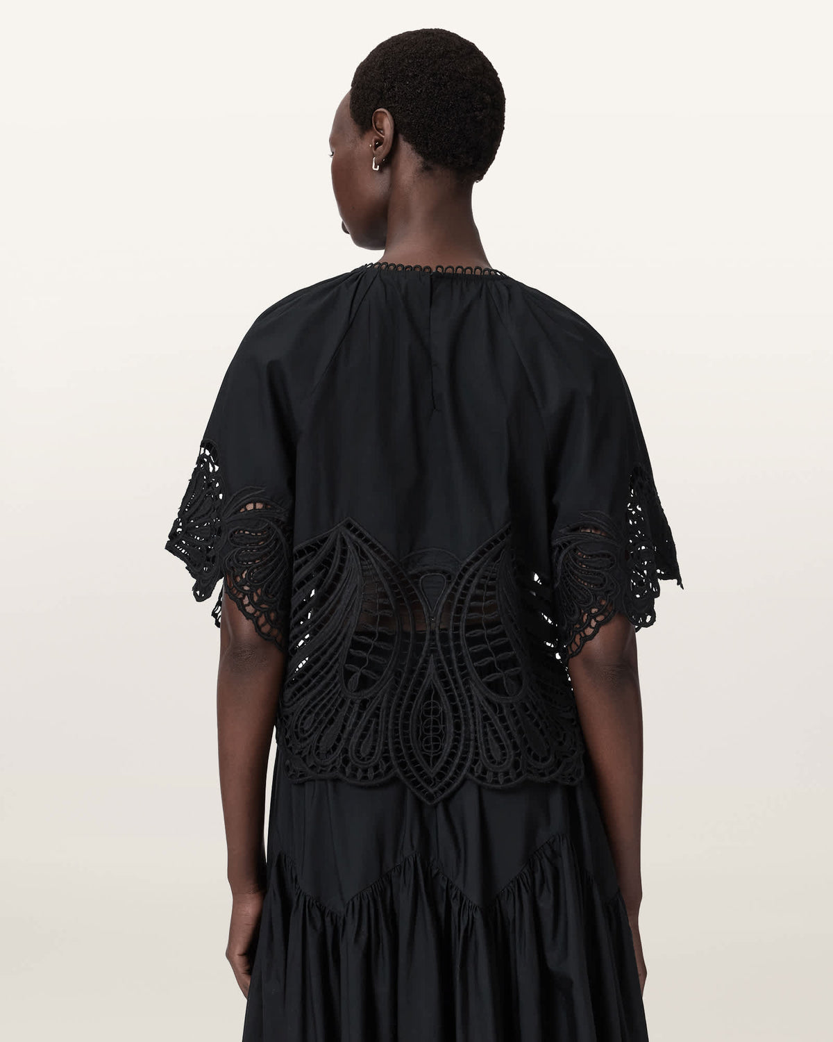 Femi Relaxed Fit Broderie Top Black