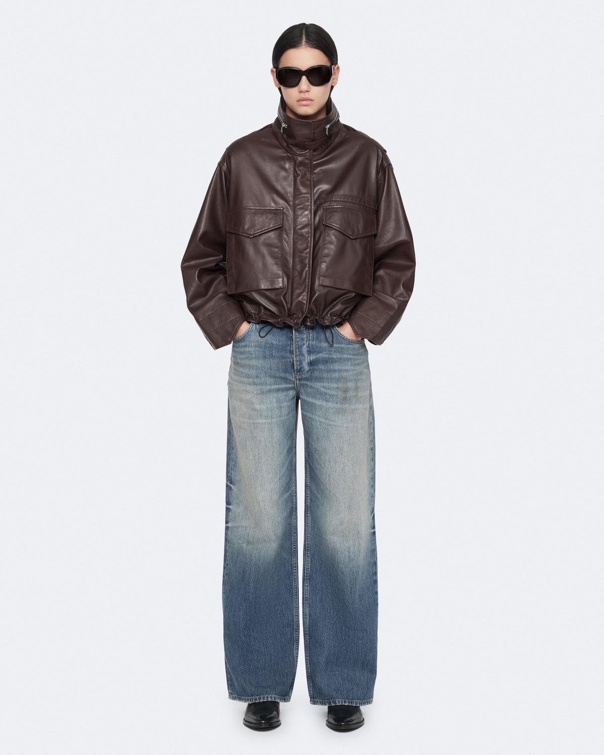 Clay Cropped Leather Jacket