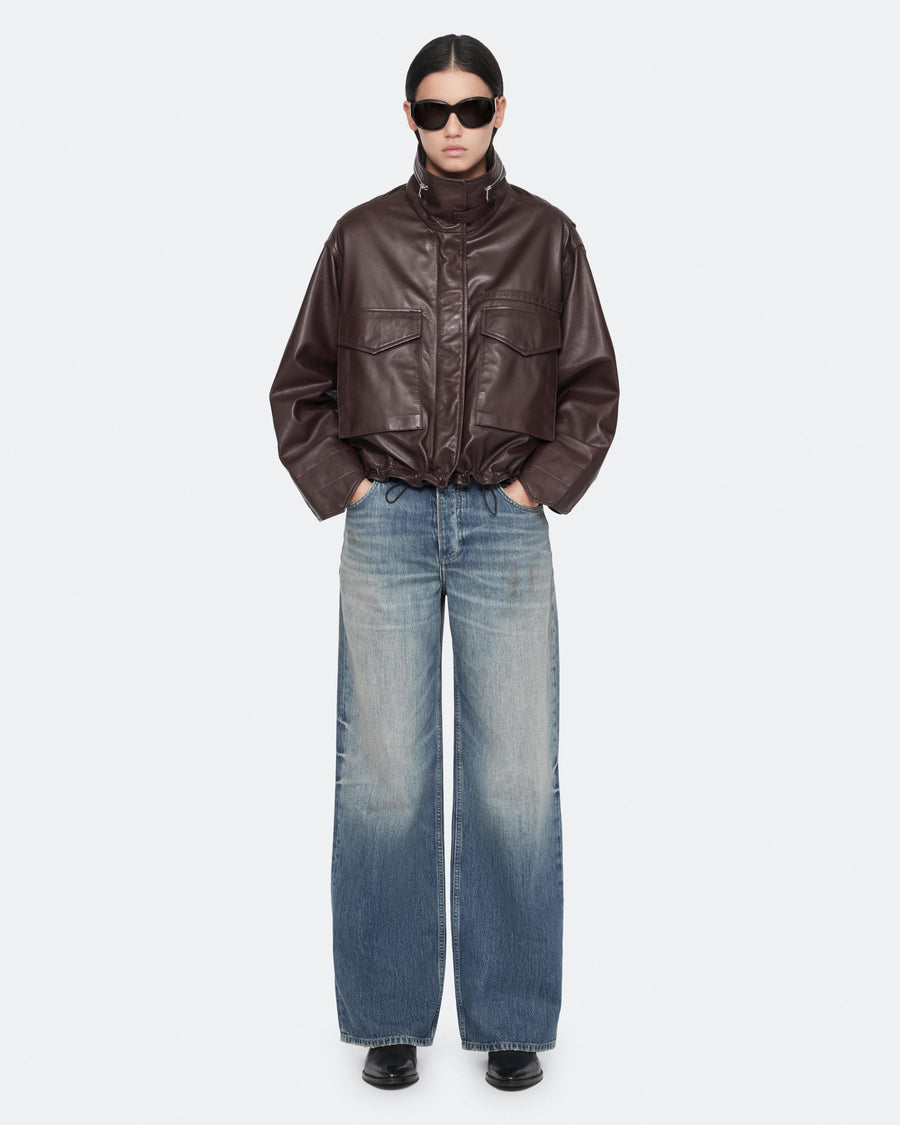 Clay Cropped Leather Jacket OXBLOOD RED