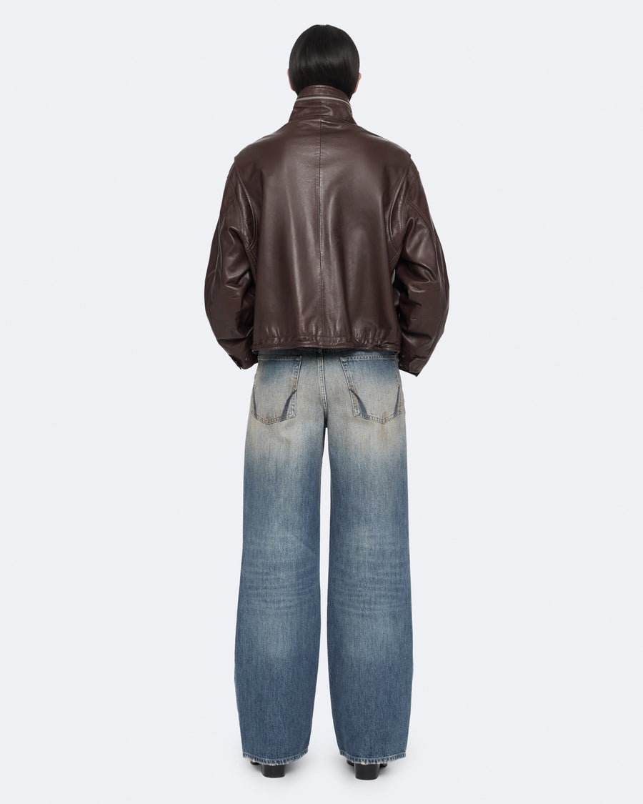 Clay Cropped Leather Jacket OXBLOOD RED
