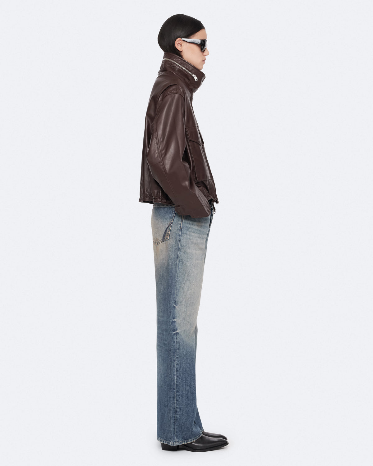 Clay Cropped Leather Jacket OXBLOOD RED