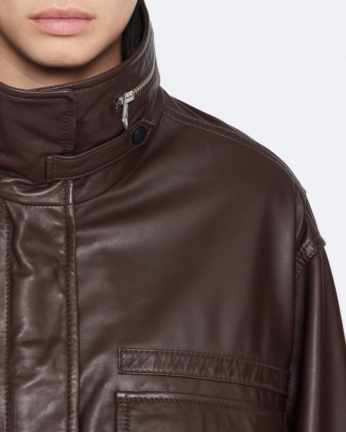Clay Cropped Leather Jacket OXBLOOD RED
