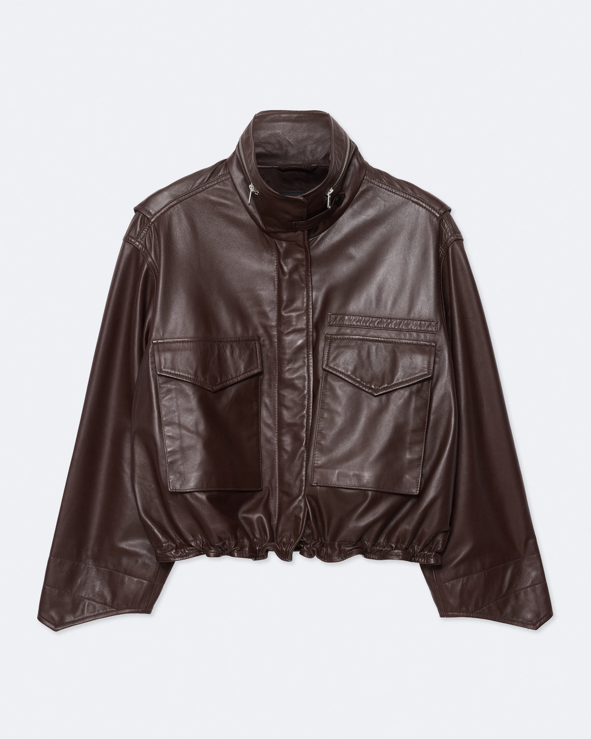 Clay Cropped Leather Jacket OXBLOOD RED