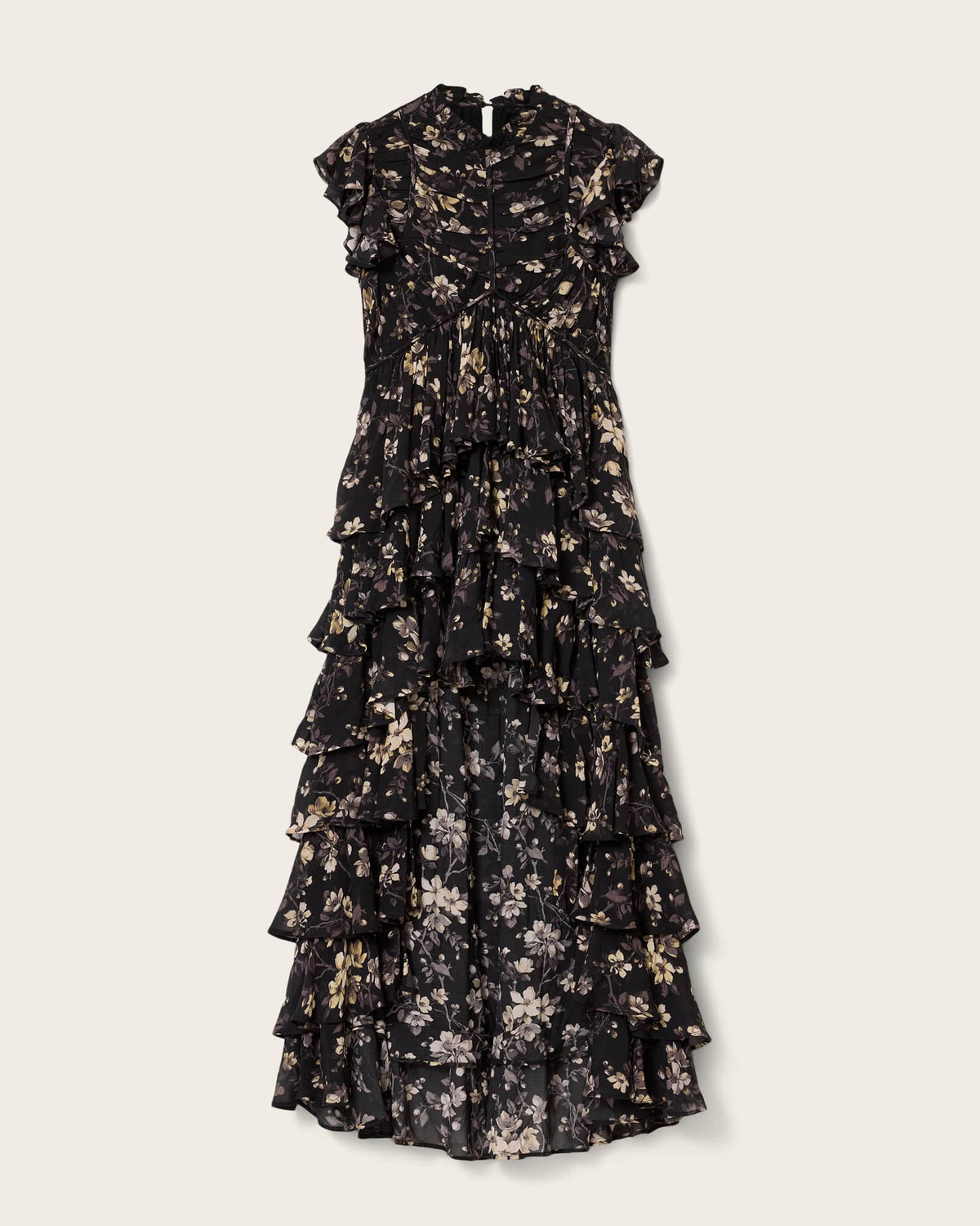 Shaela Floral Frill Maxi Dress VINE BLACK