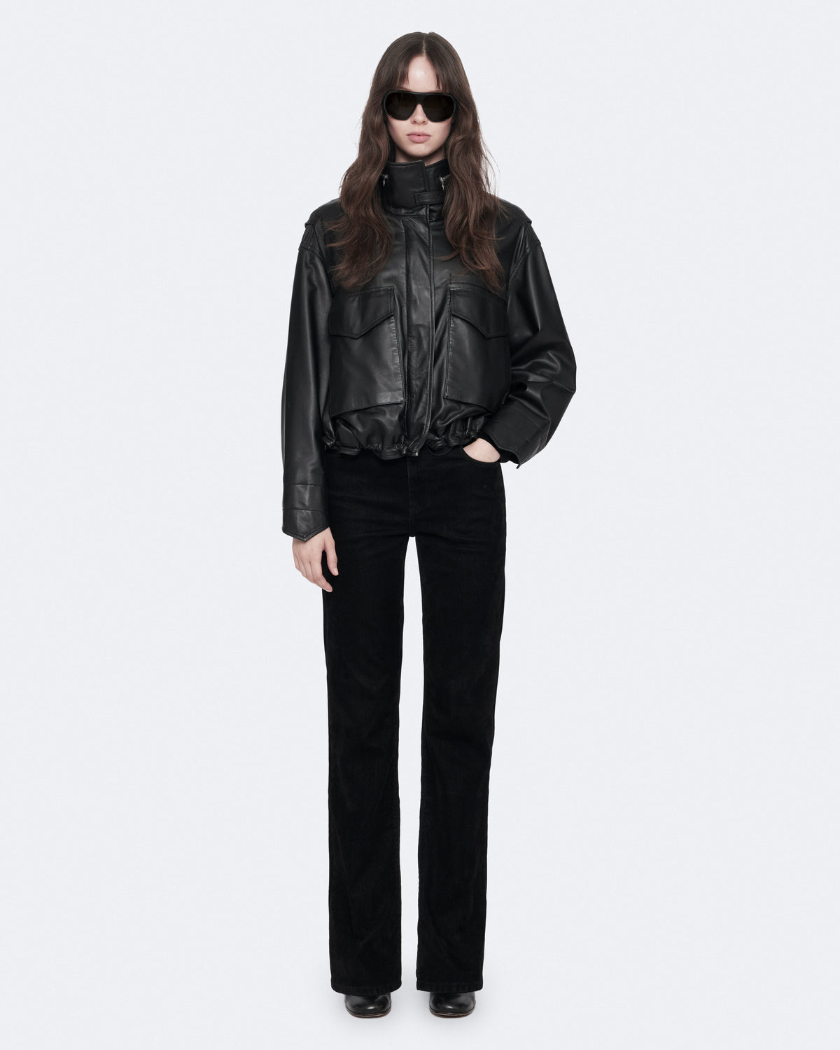 Clay Cropped Leather Jacket