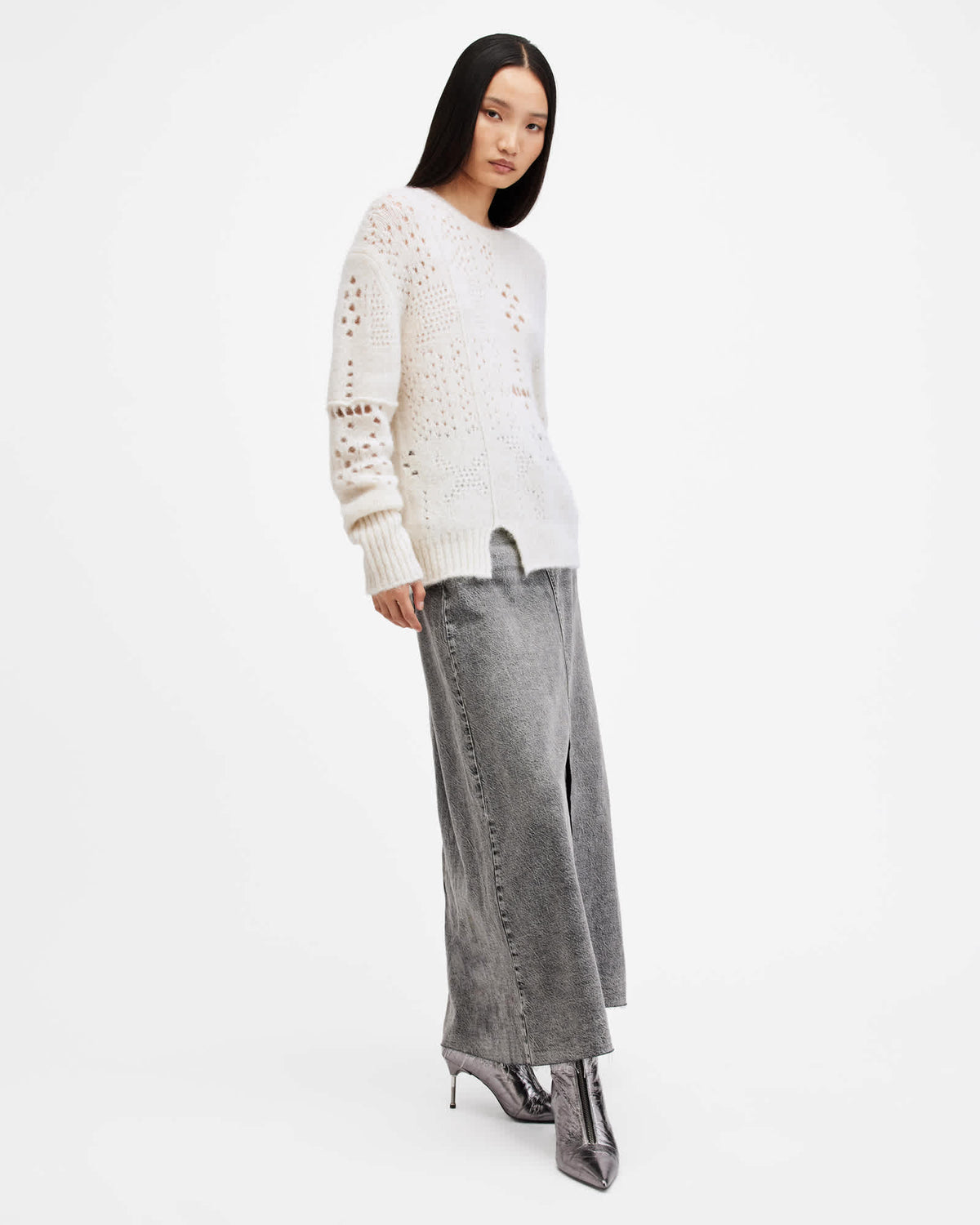 Winnie Crew Neck Jumper Chalk White