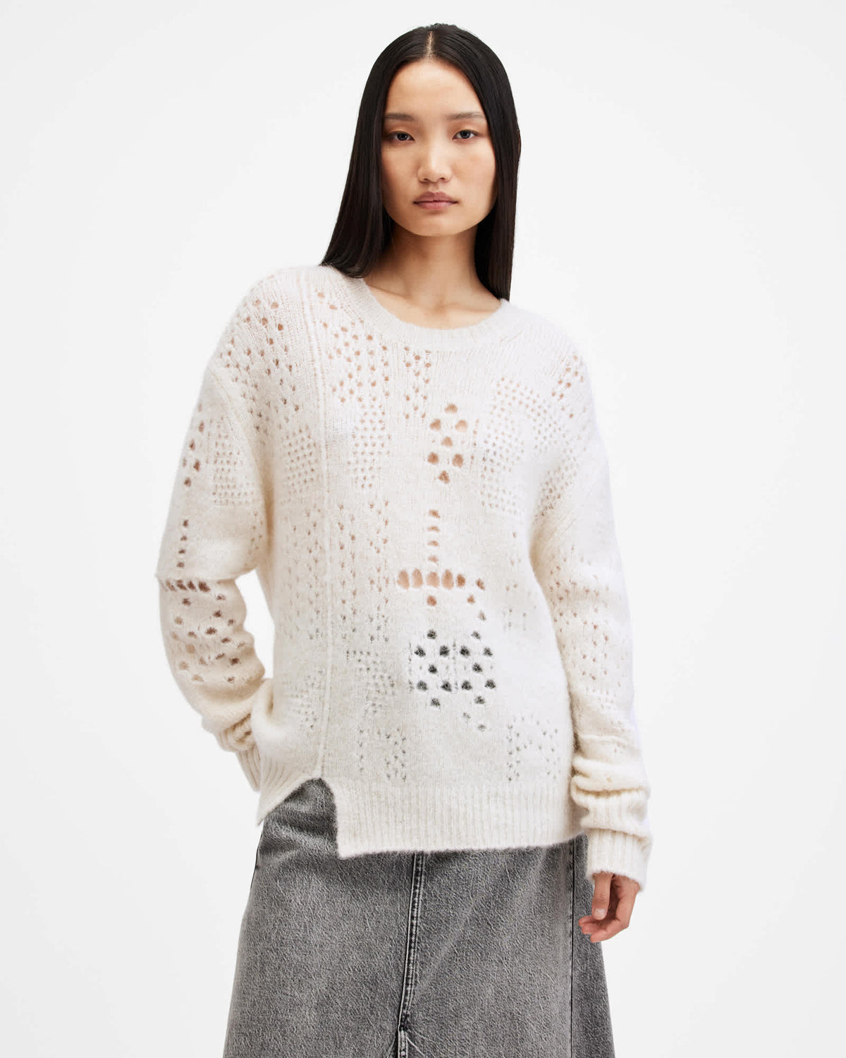 Winnie Crew Neck Jumper Chalk White