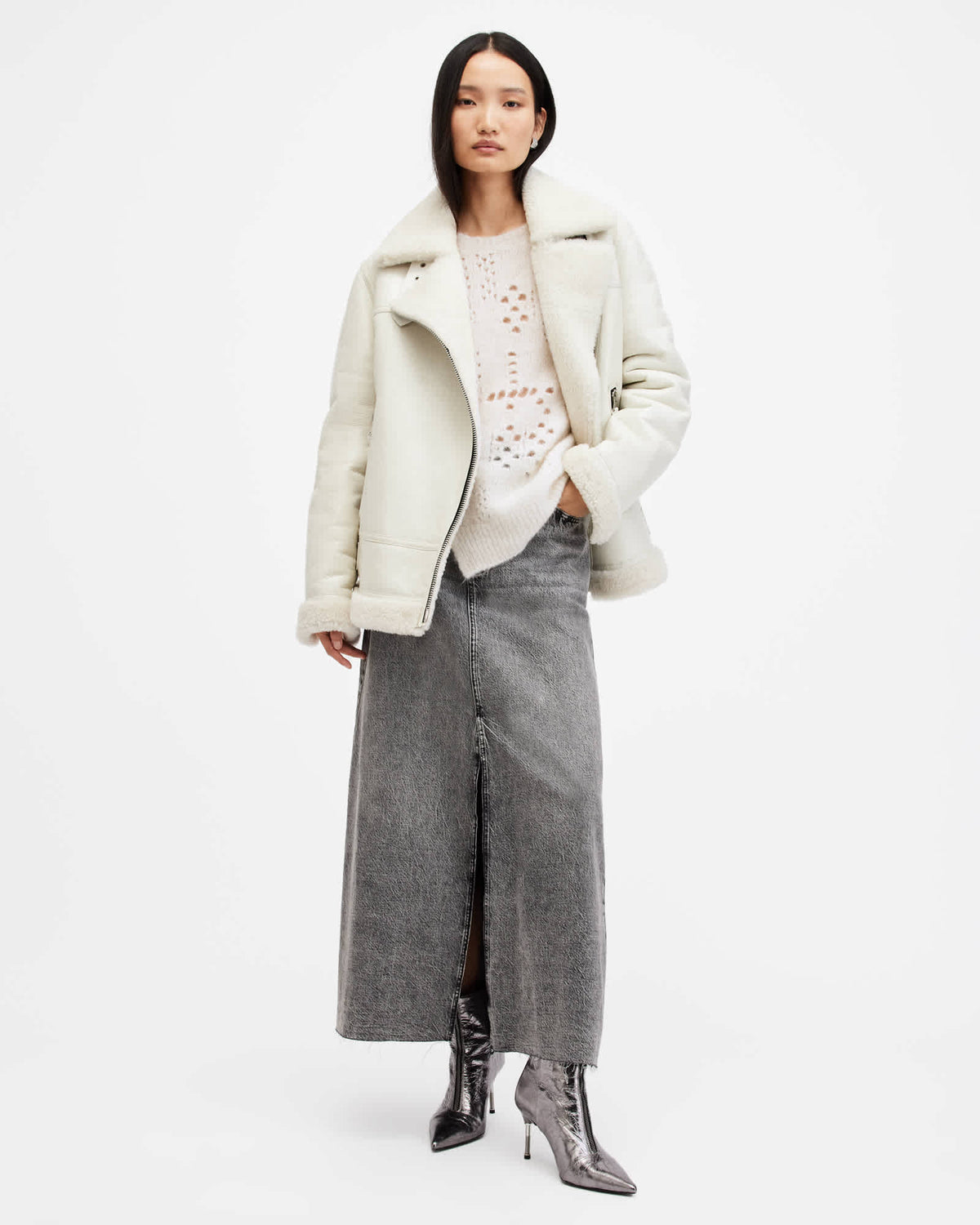 Winnie Crew Neck Jumper Chalk White
