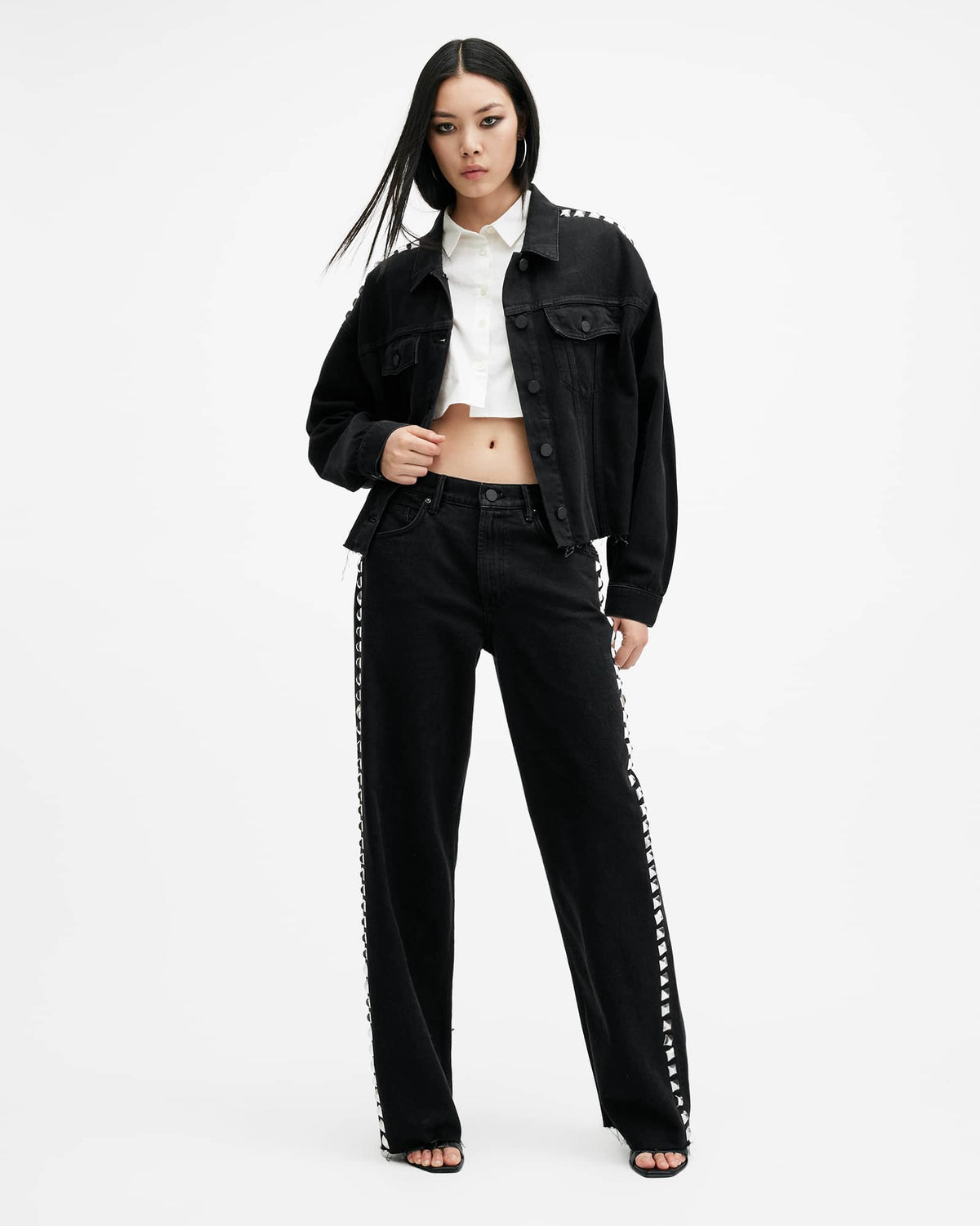 Piper Studded Denim Jacket Black