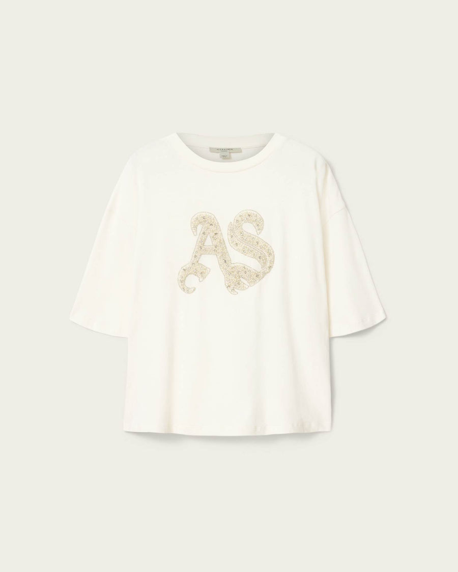 Icon Amelie Oversized Embellished T-Shirt Optic White