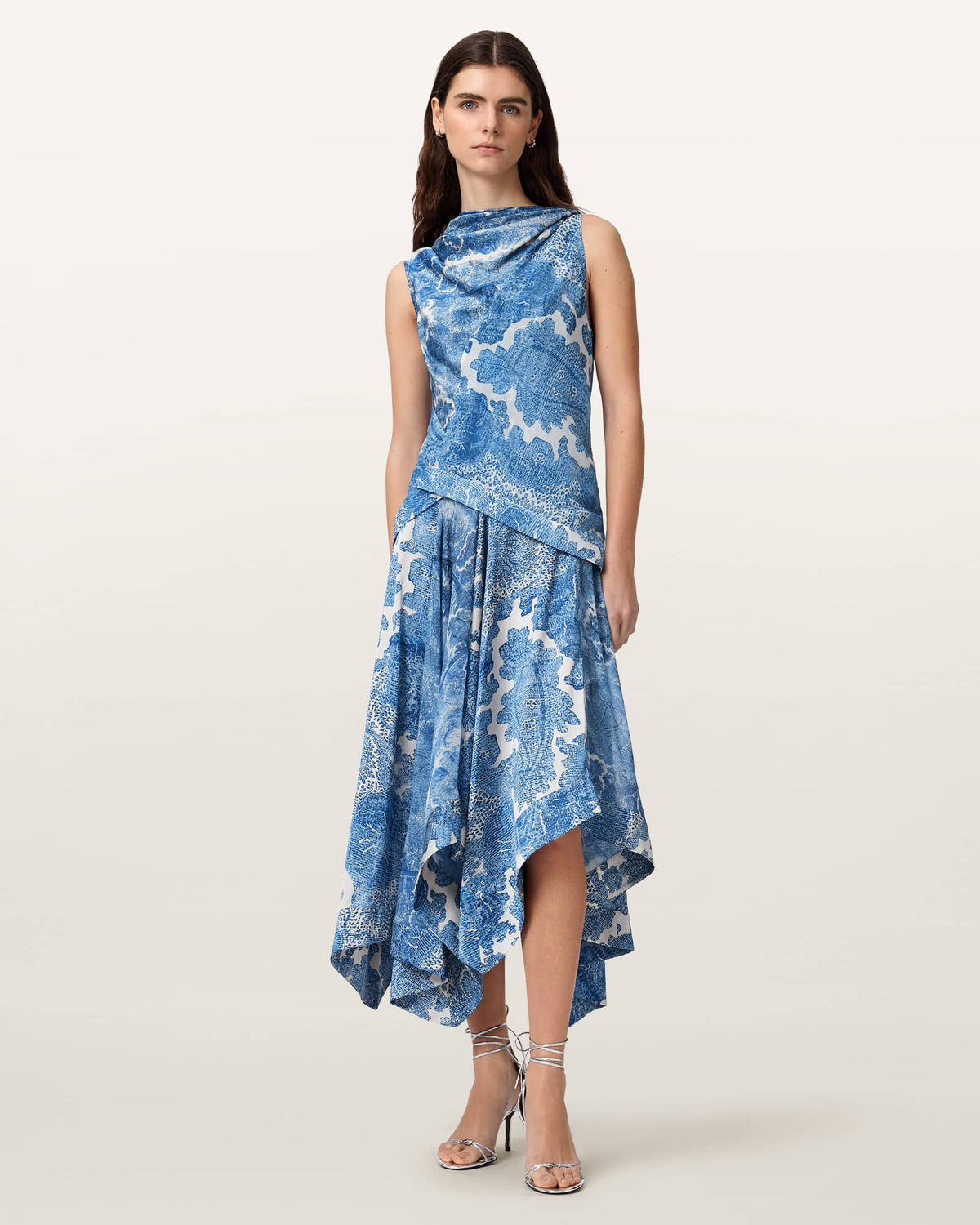 Prue Draped Asymmetric Midi Dress JOANNE BLUE