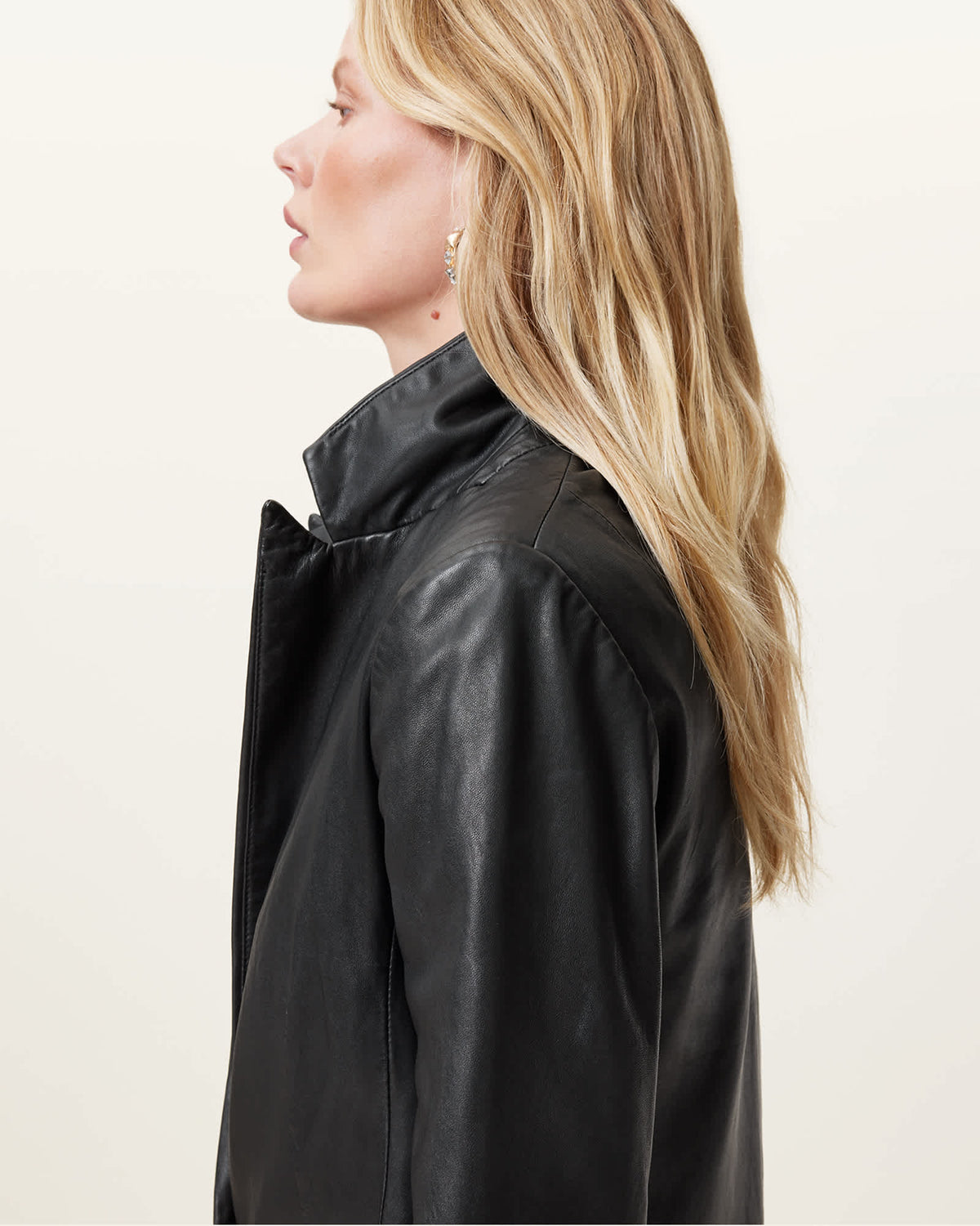 Deri Single Breasted Leather Blazer Black