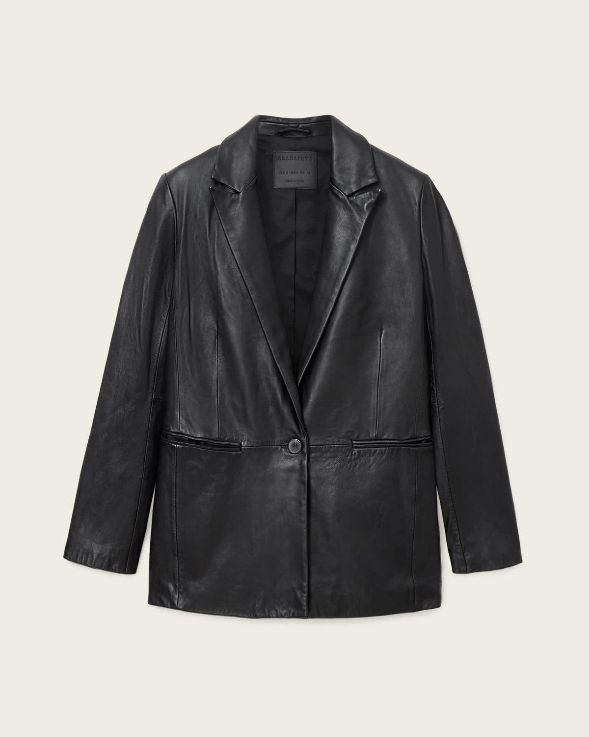 Deri Single Breasted Leather Blazer Black