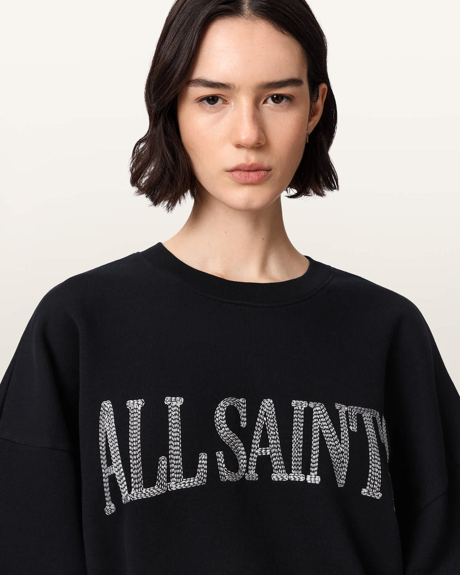 Dash Lila Oversized Embroidered Sweatshirt Washed Black
