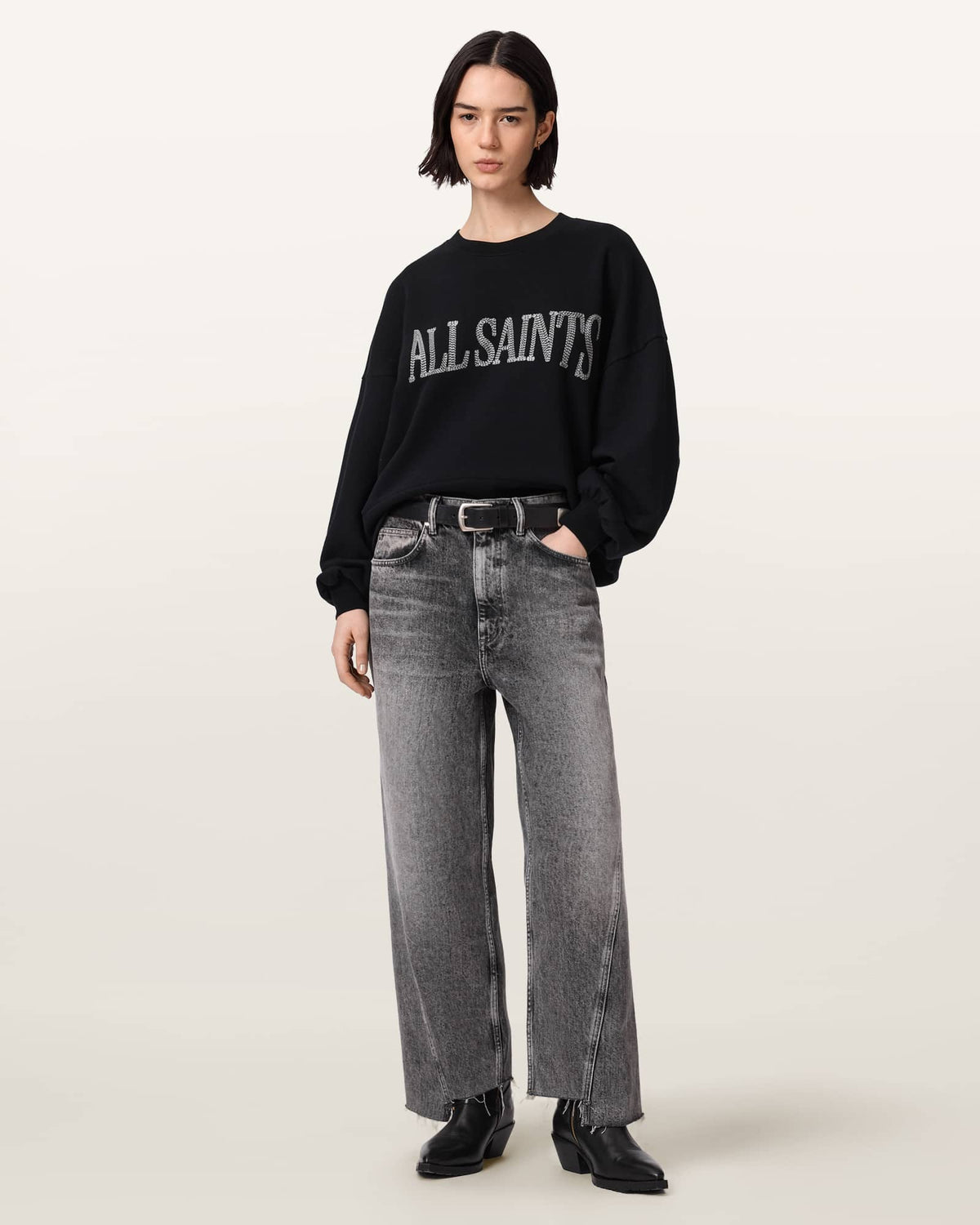 Dash Lila Oversized Embroidered Sweatshirt Washed Black