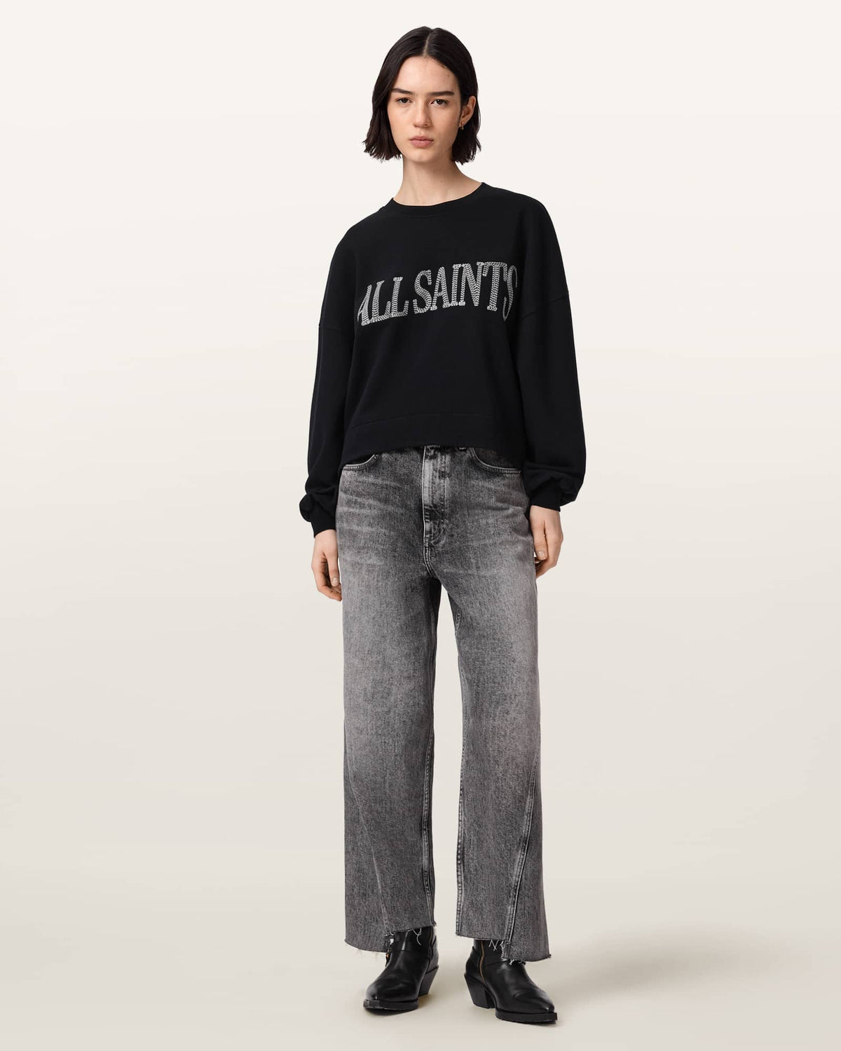 Dash Lila Oversized Embroidered Sweatshirt Washed Black